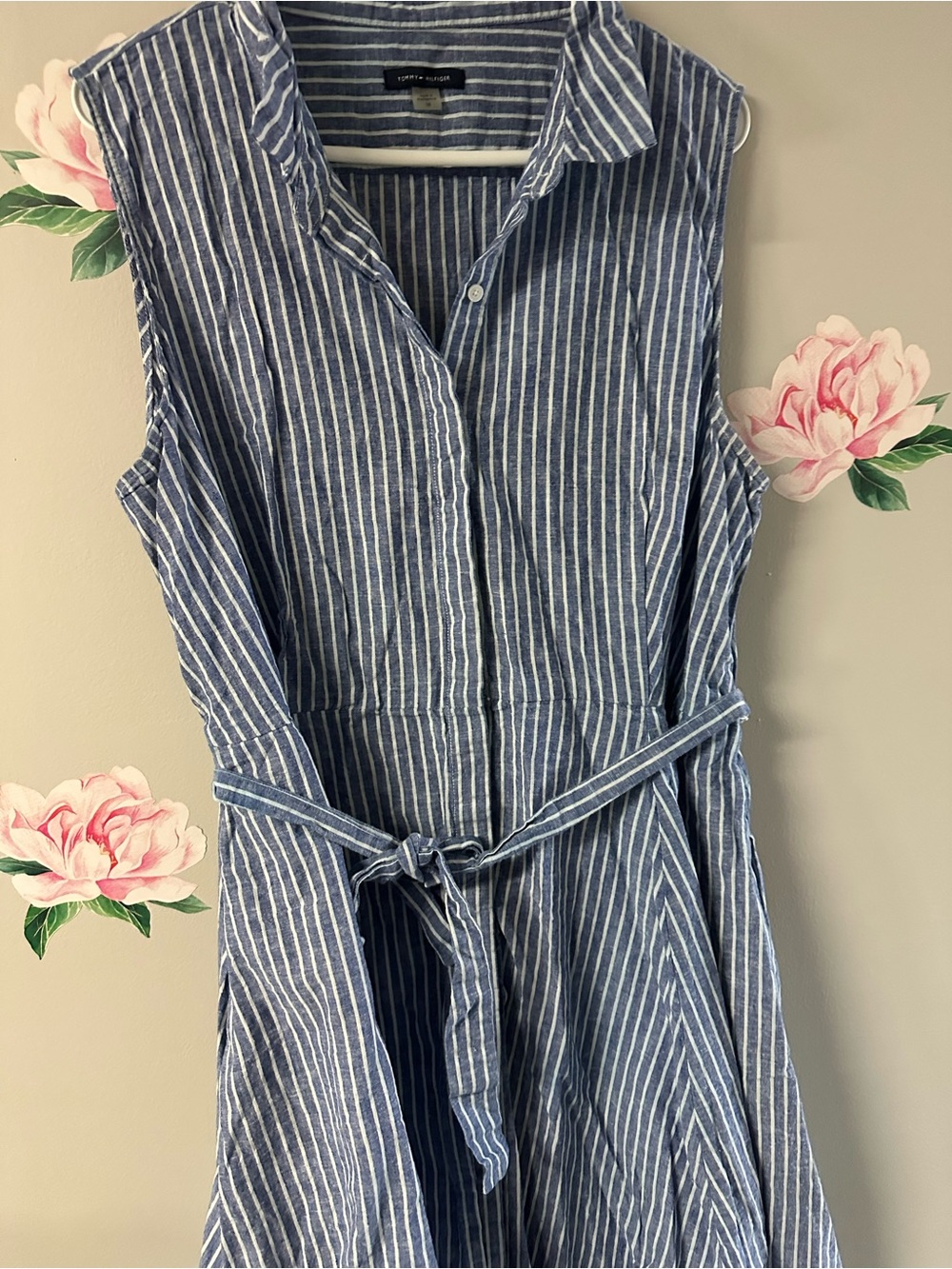 Tommy Hilfiger Blue Striped Sleeveless Shirt Dress